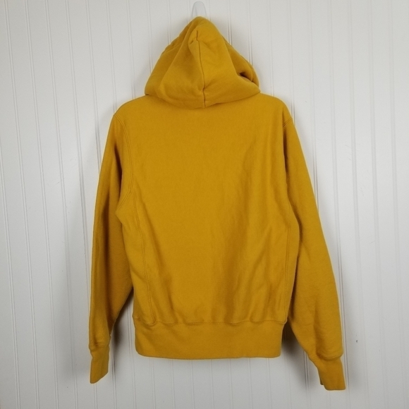 Champion Reverse Weave Hoodie Sweatshirt Pull Over Gold Yellow Adult Oversize S - Picture 3 of 8
